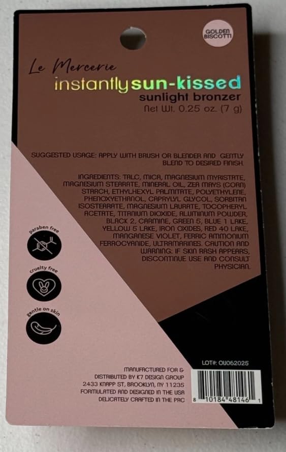 Le Mercerie Sun-Kissed Bronzer Golden Biscotti Paraben-Free Cruelty-Free 0.25 oz