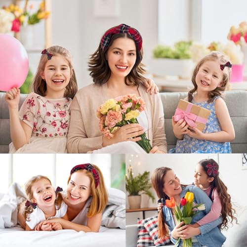 5-Piece Plaid Hair Accessory Set: Knotted Headband, Bows, and Scrunchie