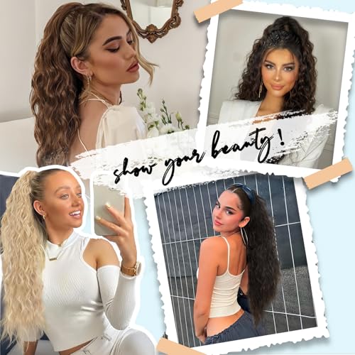 30-Inch Curly Ponytail Extension, Claw Clip-in Wavy Hair Piece for Women