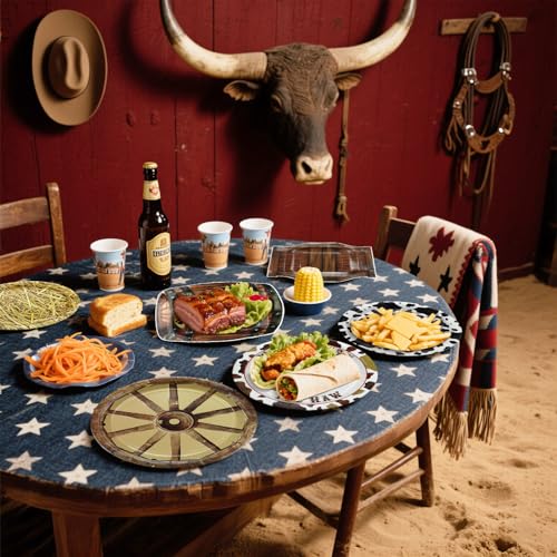 60 Pcs Western Cowboy Party Plates - Wild West Theme Disposable Dinnerware
