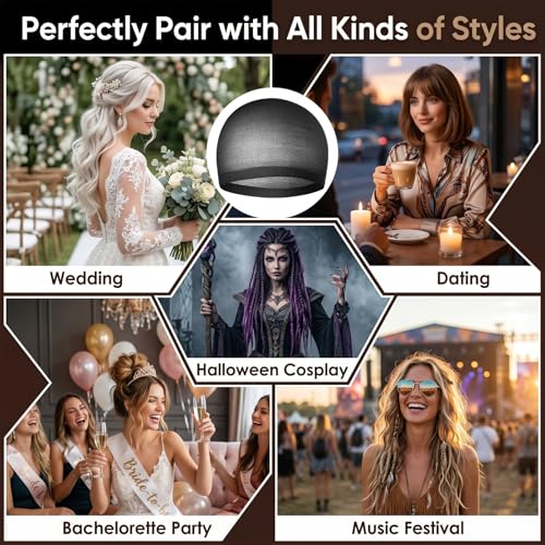 MEEZY 24 Pcs Black Wig Caps - Non-Slip Elastic Hair Nets for Wigs