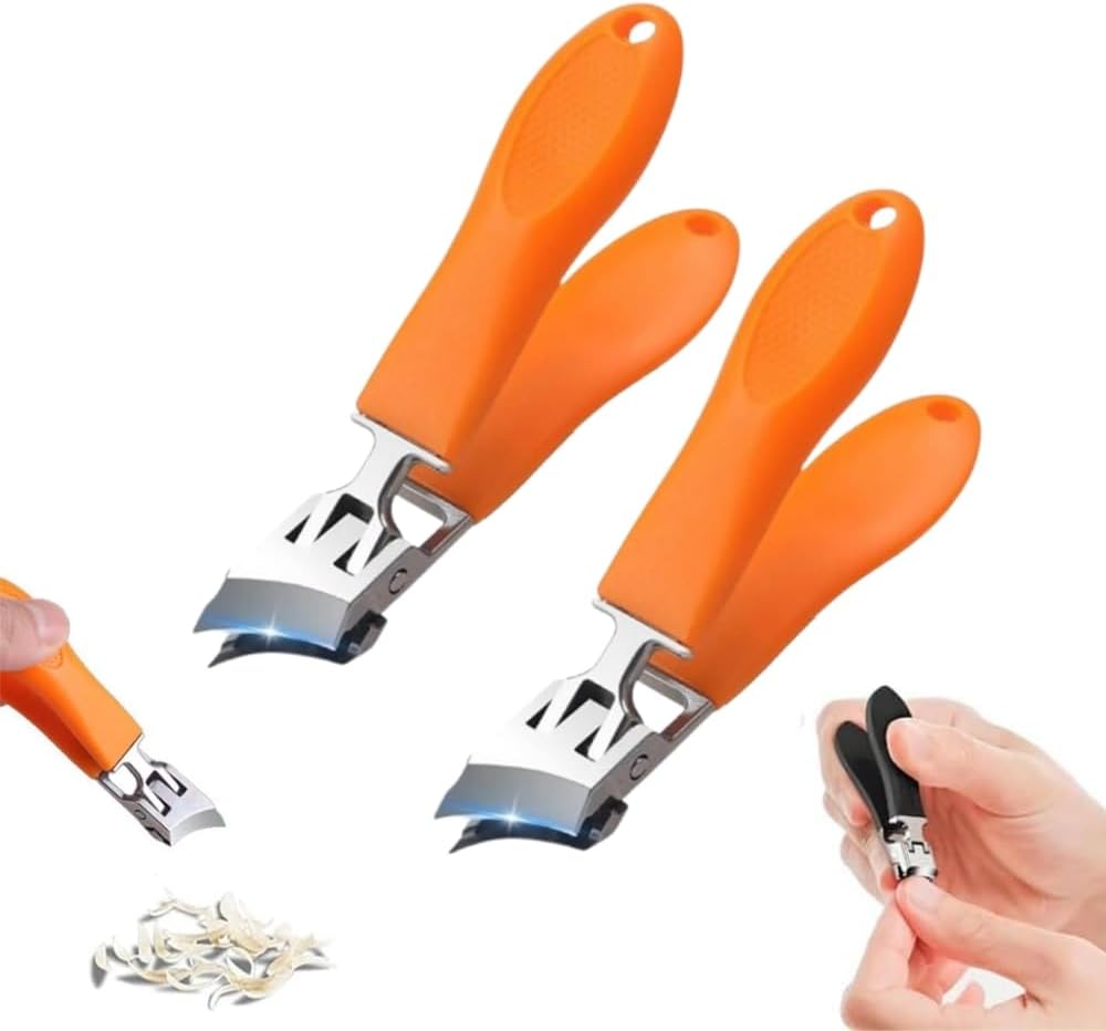 Anti-Splash Slanted Nail Clipper - Wide Jaw Opening for Thick & Ingrown Nails | Household Use (Orange)
