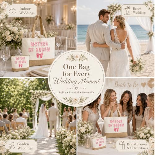 Wedding Canvas Tote Bag and Makeup Bag Set for Bridesmaid Gifts