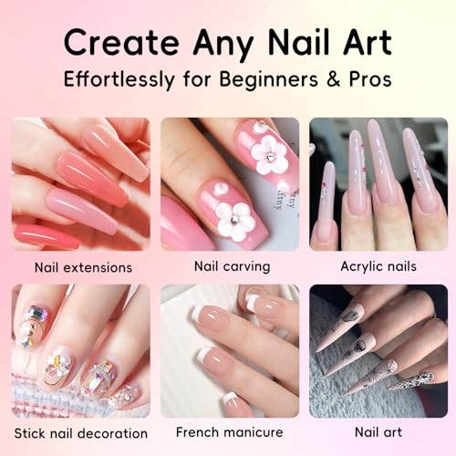 Creaglam Professional Acrylic Nail Powder Kit - 6 Vibrant Colors, Multicolor A