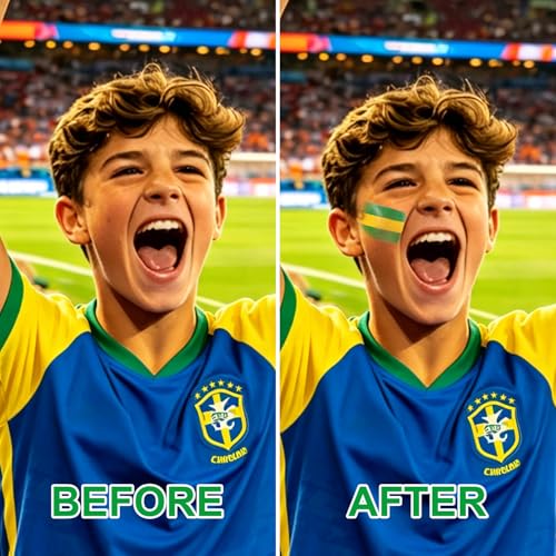 Green Yellow and Green Brazil Face Paint Stick for World Cup Fans, Sweatproof & High Pigment Sports Face Body Paint Sticks for Football, Rugby, Softball, Baseball, Lacrosse, Party Accessories