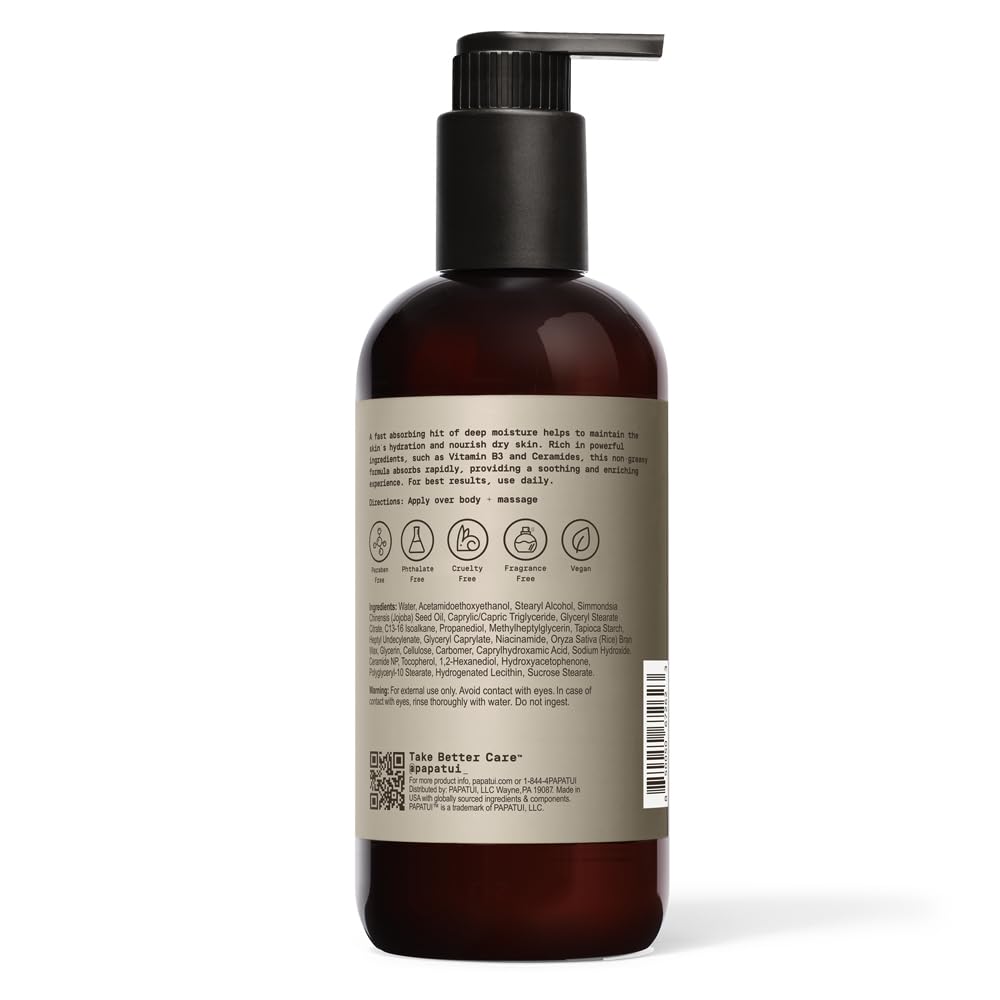 Men's Body Lotion - Unscented, Fast Absorbing Daily Moisture | 24-Hour Hydration with Vitamin B3 & Ceramides | 11.5 fl oz