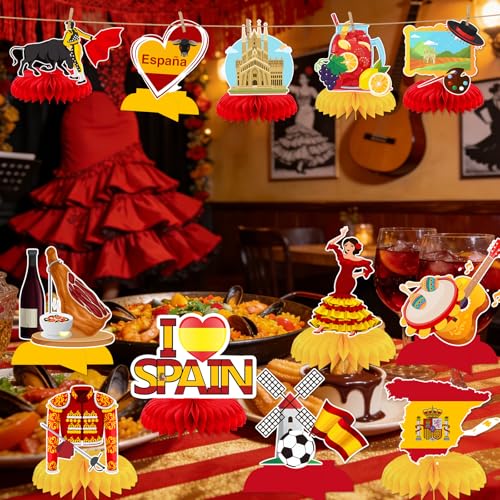 12-Pack Spain Honeycomb Centerpieces for Fiesta Decorations