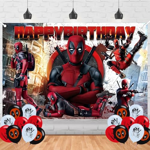 Deadpool Birthday Backdrop - 5ft Cartoon Hero Party Decoration