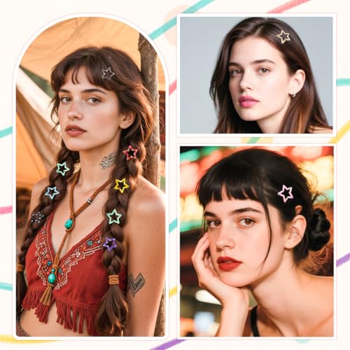 ZGQHZR 72 Pcs Polka Dots Star Snap Hair Clips for Women Girls, 9 Colors