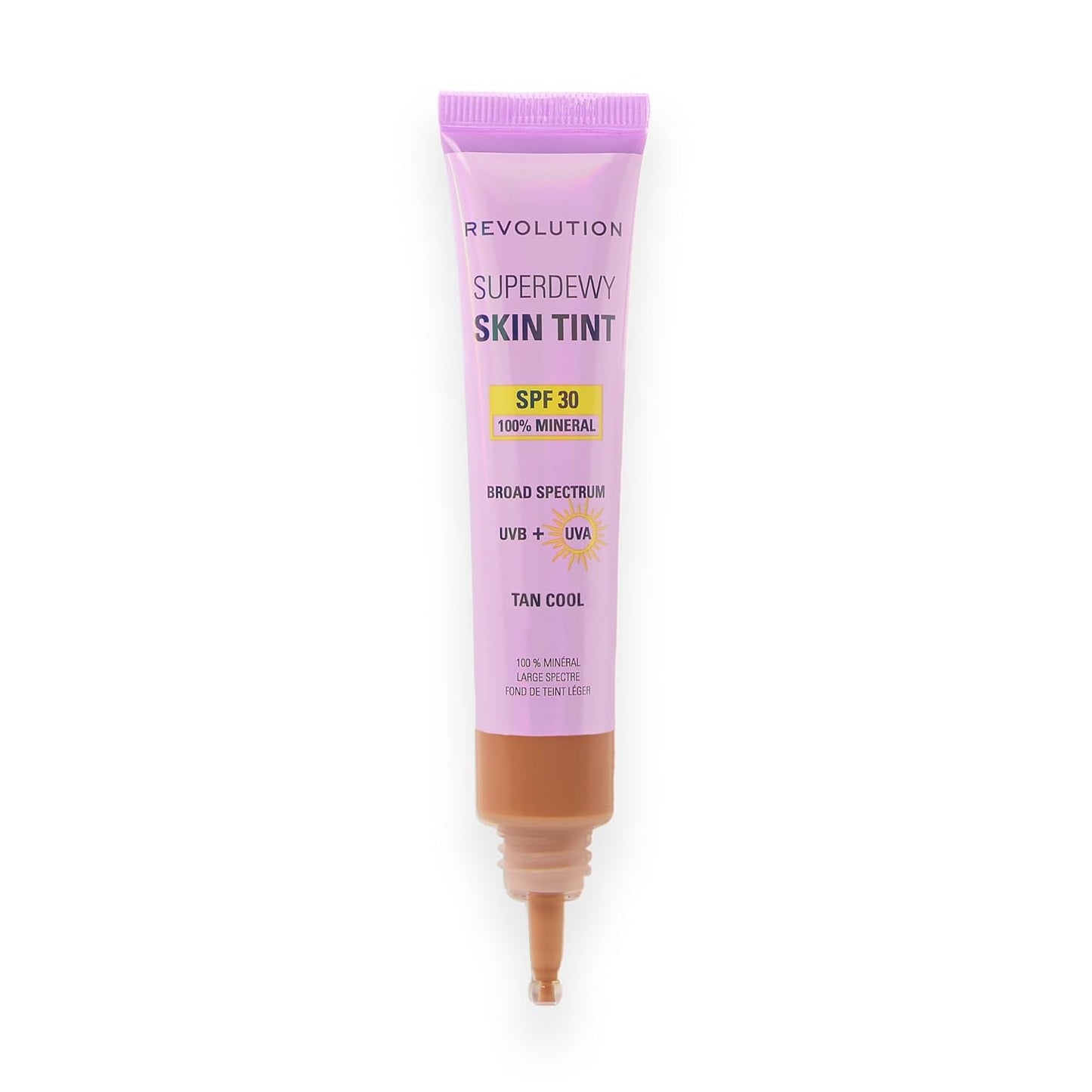 Revolution Superdewy SPF 30 Skin Tint - Tinted Mineral Foundation for Buildable Glow | Medium Tan Warm, Vegan & Cruelty-Free