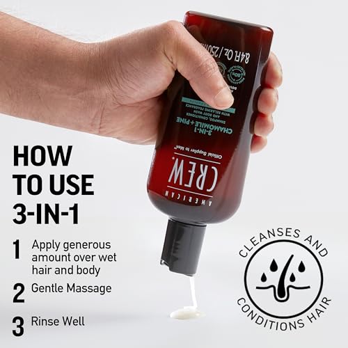 American Crew 3-in-1 Shampoo, Conditioner & Body Wash, 8.4 fl oz