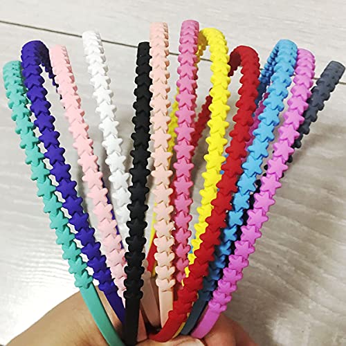 Yazon 12-Pack Colorful Star Plastic Headbands for Girls and Women, Non-Slip Hair Accessories