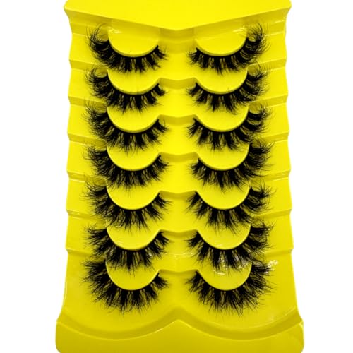 HBZGTLAD 7 Pairs W3 3D Mink Fluffy False Eyelashes Reusable Glam Makeup