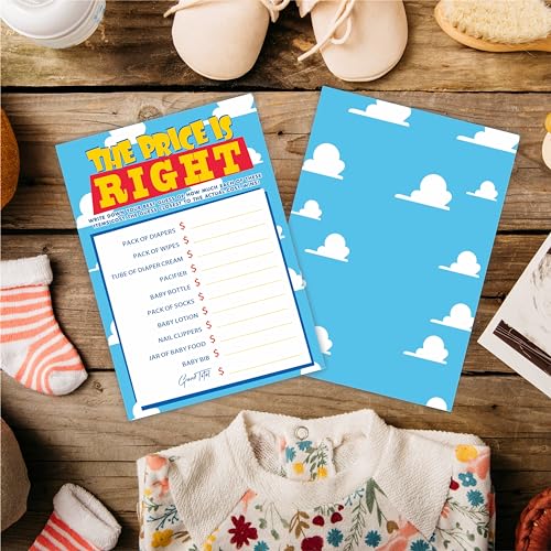 Baby Shower Game Cards - Sky & Clouds Theme, 30 Pcs, 5x7 Inches
