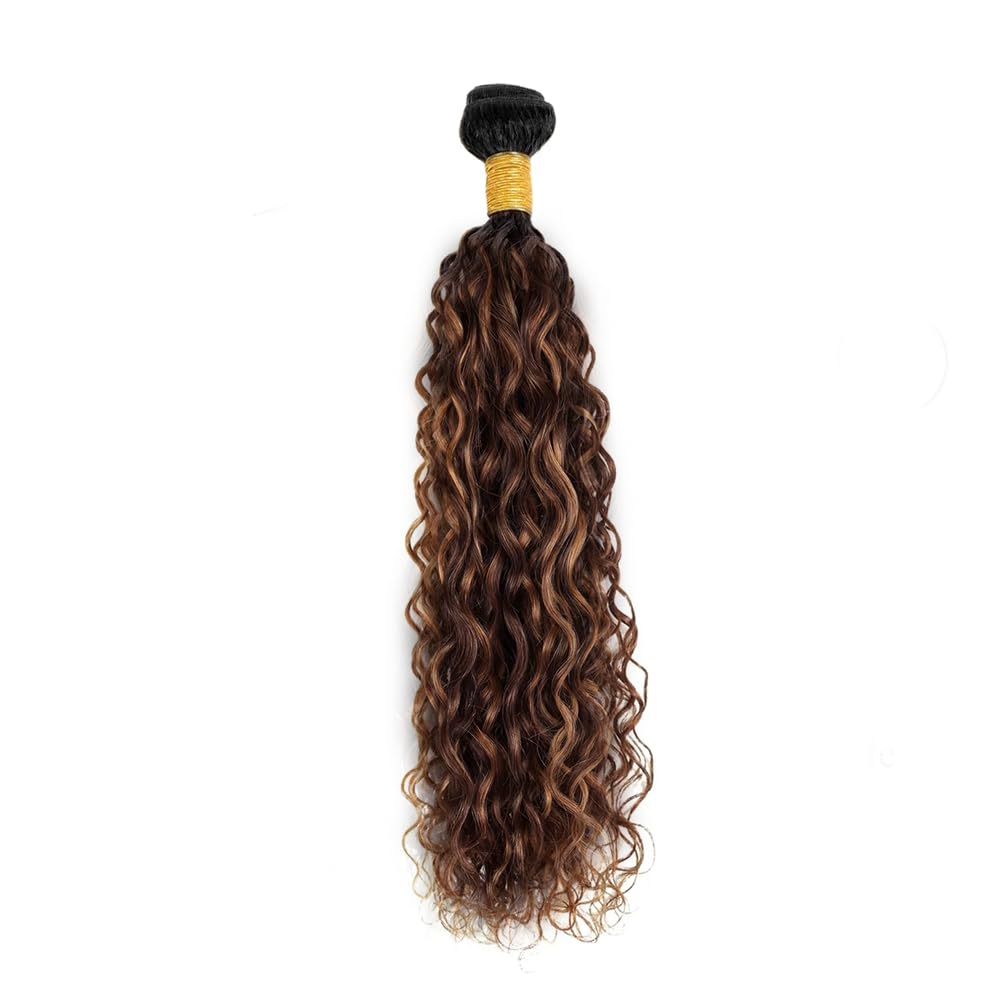 30 inch Highlight Bundles Ombre Brown Human Hair Bundles Dark Brown Water Wave Bundle 4/30 Water Wave Bundle