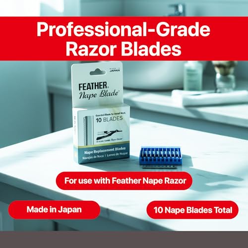 Feather Nape Blade Replacement Blades - 10 Pack, Guarded Stainless Steel