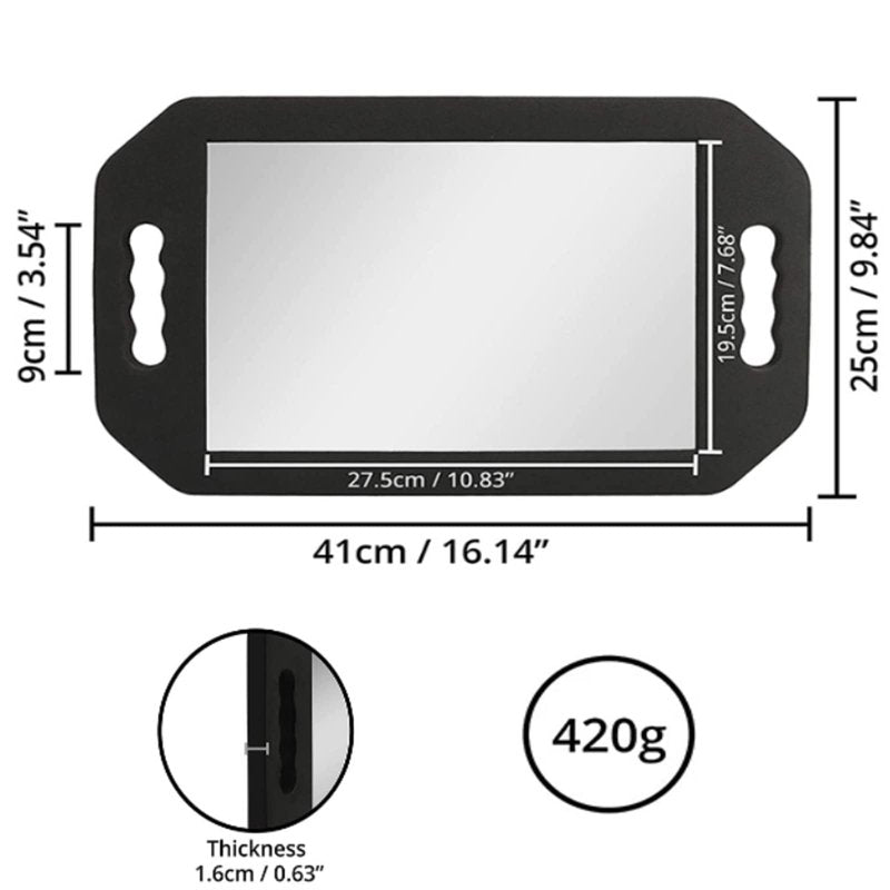 Feisate 4 Pack Barber Mirror Handheld Foam, Hair Salon Large Hand Mirror with Double Handle, Square Foam Mirrors Barber Accessories, Barbershop Handheld Mirror, Barber Supplies Black