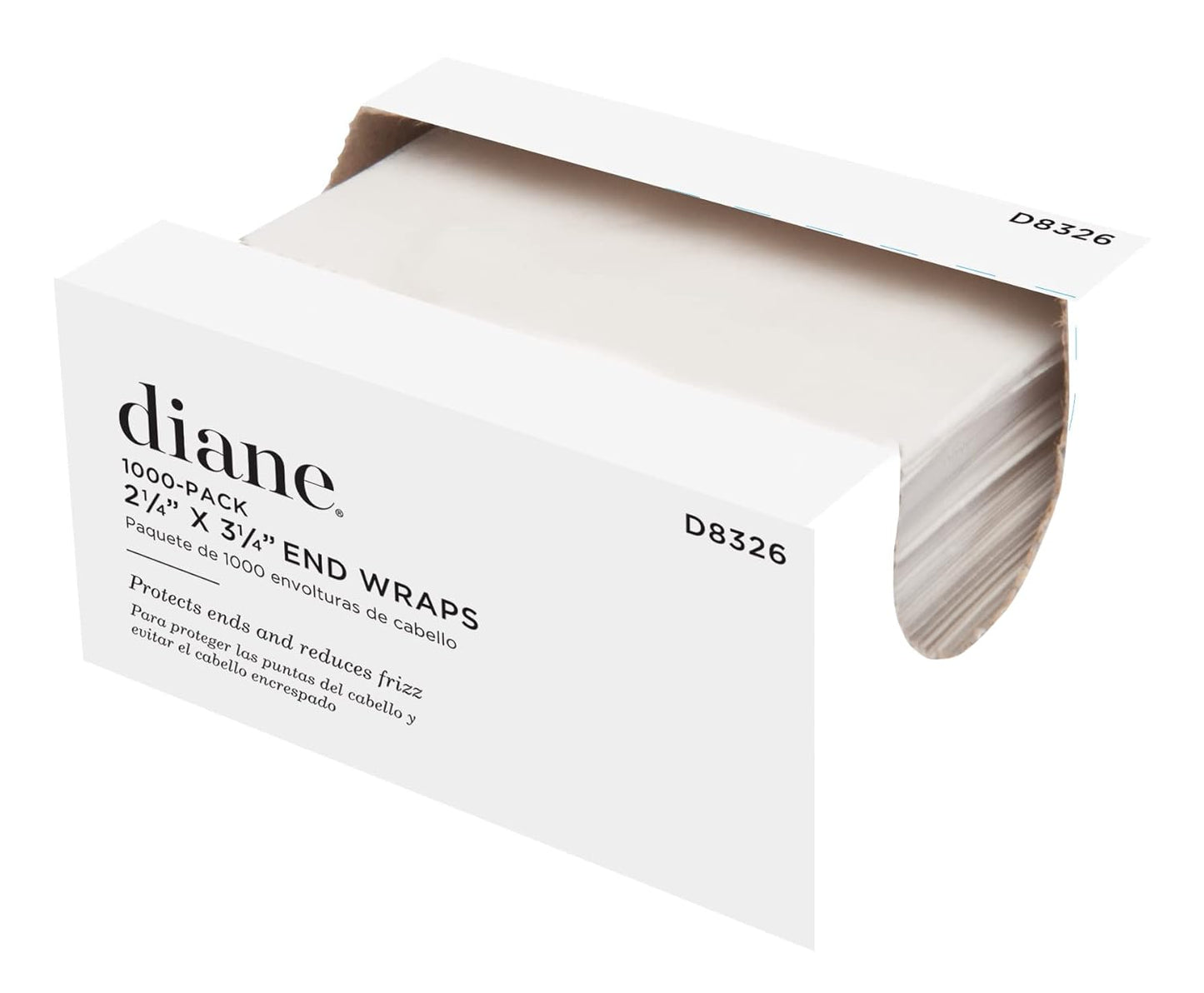Diane Jumbo End Wraps - 1000 Pack for Hair Styling | Large 2.5” x 4” White