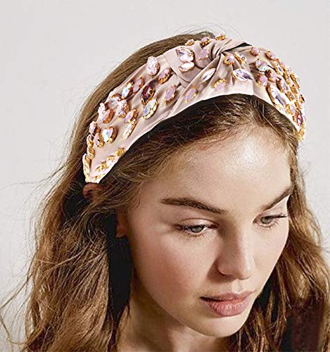 Crystal Velvet Knotted Headband with Rhinestones for Women