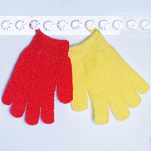 4 Pairs Exfoliating Bath Gloves - Double-Sided Body Scrubber Mitts