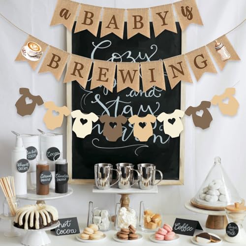 A Baby Is Brewing Banner - Coffee Bean Baby Shower Decoration