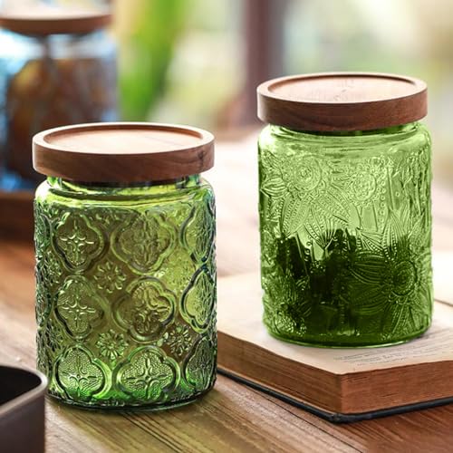 Airtight Glass Jar with Wooden Lid - 24 FL OZ Sunflower Design