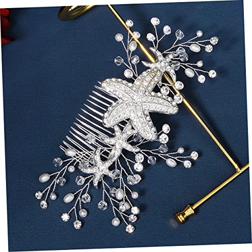 FRCOLOR Starfish Rhinestone Hair Comb with Pearls for Weddings