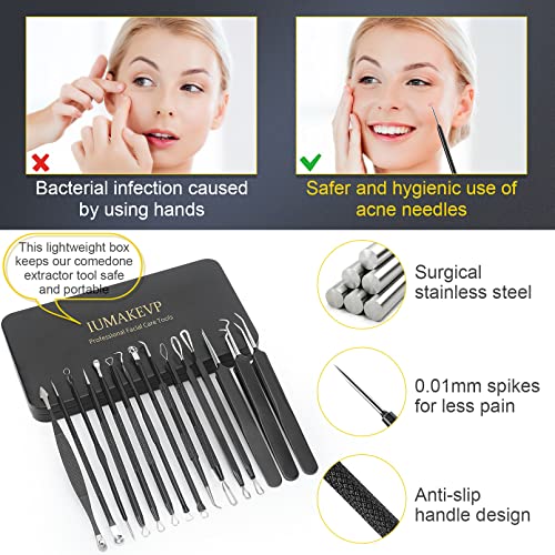 15-Piece Professional Stainless Steel Pimple Popper and Blackhead Remover Kit