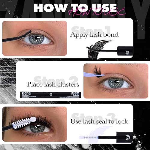 Waterproof Lash Glue with Bond & Seal Dual-Ended Applicator - Strong Hold, Long-Lasting Eyelash Adhesive for DIY Lash Extensions