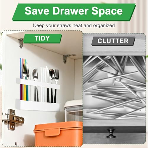 Large Acrylic Straw Holder for Cabinet Door - 9.4" Organizer