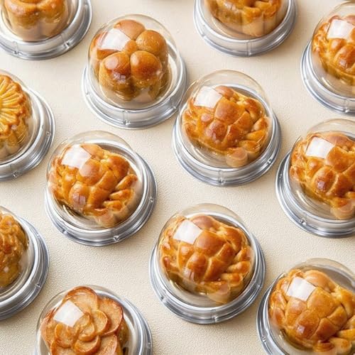 EchoDone 50 Set Clear Mini Cupcake Boxes - Silver Dome Containers