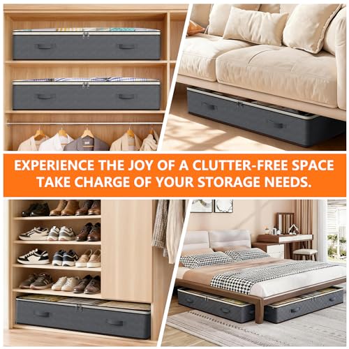 90L Under Bed Storage Containers - 2-Pack Grey Storage Bins