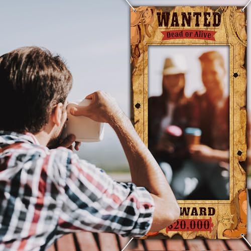 Western Wanted Poster Photo Booth Prop - Large Fabric Banner for Cowboy Party