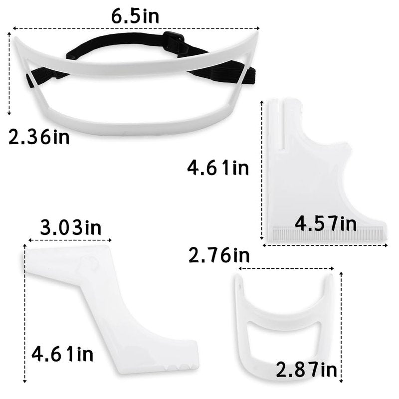 4 Pcs Men's Beard Trimming Tool Reusable Hairline Shaping Tool, Goatee Groomer Portable Plastic Template Set for Hair and Beard (White)