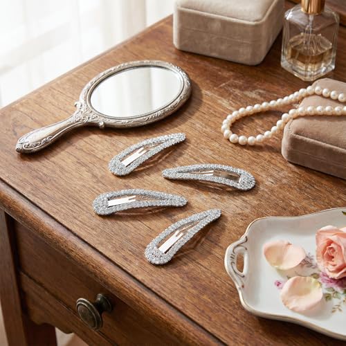 4PCS Rhinestone Hair Clips - Dazzling Crystal Snap Barrettes