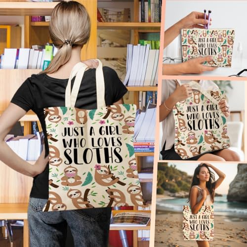 Jealance Canvas Tote Bag and Cosmetic Pouch Set for Women