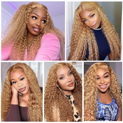 ZHAOXI WIG Honey Blonde Deep Wave Hair Bundles 14-18 Inch #27DP