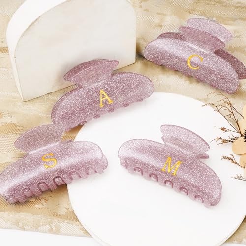 Lavender Glitter Initial Hair Clip P - Fxcert Personalised Acrylic Letter