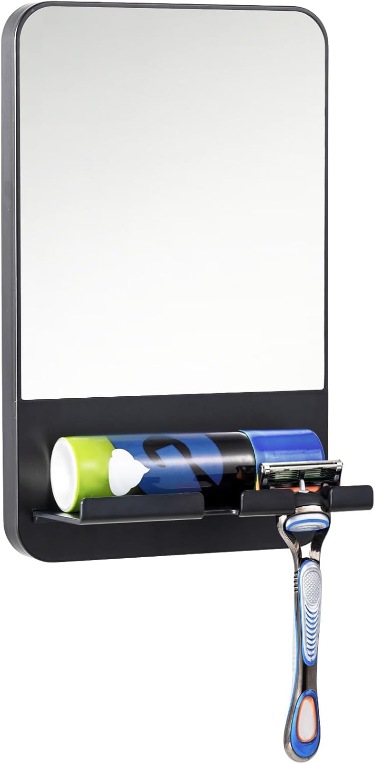 Fogless Shower Mirror for Shaving - Anti-Fog, Wall-Mounted with Powerful Suction | Shatterproof, Grey