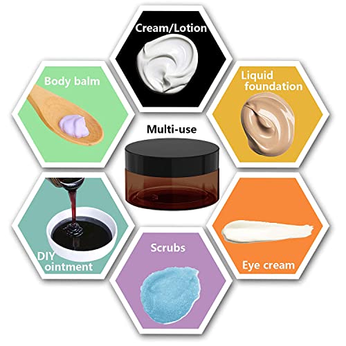 BallHull 8 oz Amber Plastic Cosmetic Jars Pack of 6 for Lotion & Beauty Products