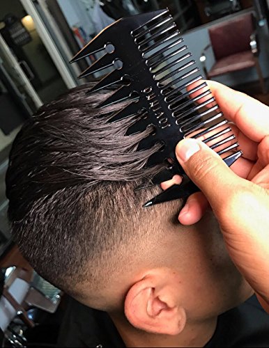 Jovinno Black Metal Heavy Duty Stainless Steel Hair & Beard Comb Dual-Sided Fine & Wide Tooth