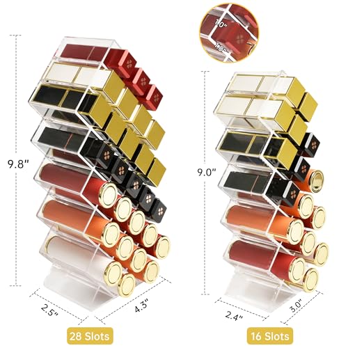 Nimiah 28-Slot Lipstick Organizer - Clear Stackable Holder for Makeup