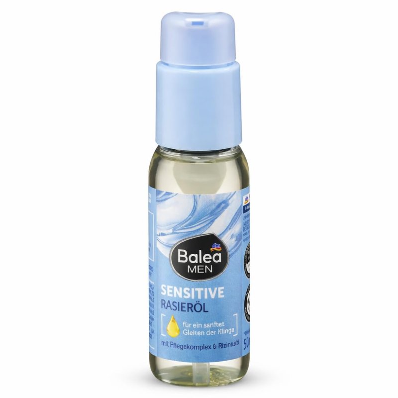 Balea MEN Sensitive Shaving Oil for Men Beard & Contour Natural Oil Complex with Castor Oil Soothes & Protects Sensitive Skin Smooth Glide Formula 50 ml