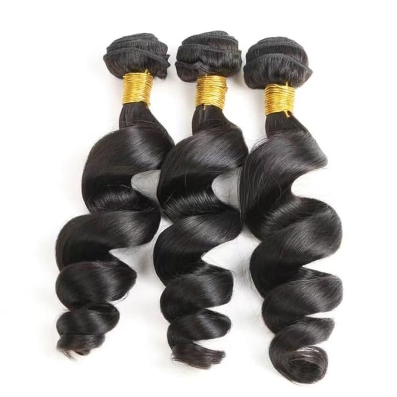 14 14 14 Inch Loose Deep Wave Bundles Human Hair Bundles #1B Natural Black Color Loose Wave Bundle Unprocessed Brazilian Virgin Weave Hair 3 Bundle 50 Gram Per Bundle