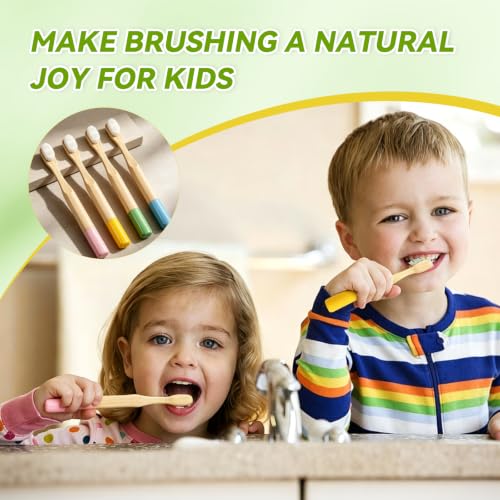 Kids Bamboo Toothbrush 4-Pack - Ultra-Soft Bristles, BPA-Free