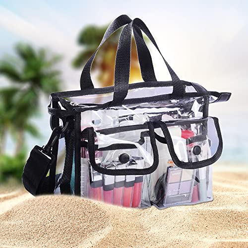 Enkrio Clear Makeup Bag with Strap - 10.6" Waterproof Travel Toiletry Case