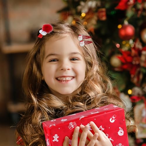 30-Piece Christmas Hair Accessories Set for Girls, Festive Hair Clips & Ties