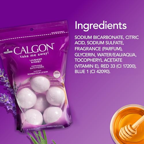 Calgon Lavender & Honey Bath Fizzies - 8 Piece Set for Relaxation