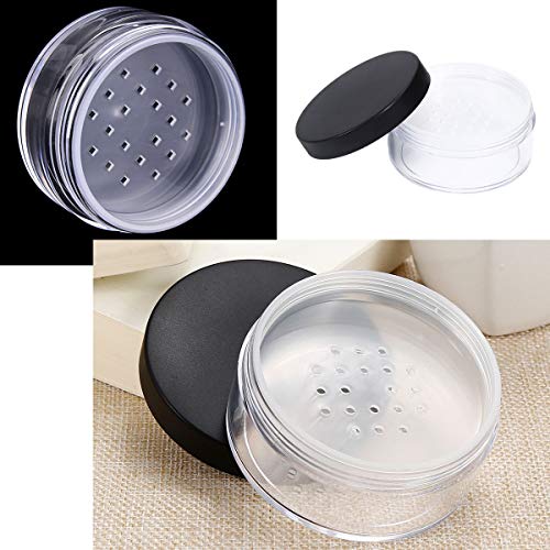 AKOAK 30ml Reusable Plastic Loose Powder Compact Cases with Sifter - Pack of 4