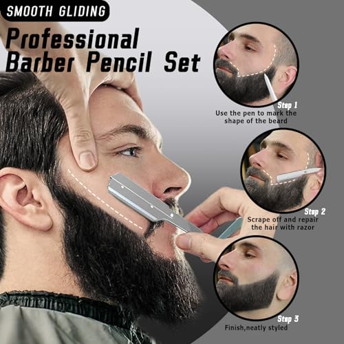 Noerrors 12Pcs White Barber Pencil Chalk Set for Hairline & Beard Styling - Enhancement Kit